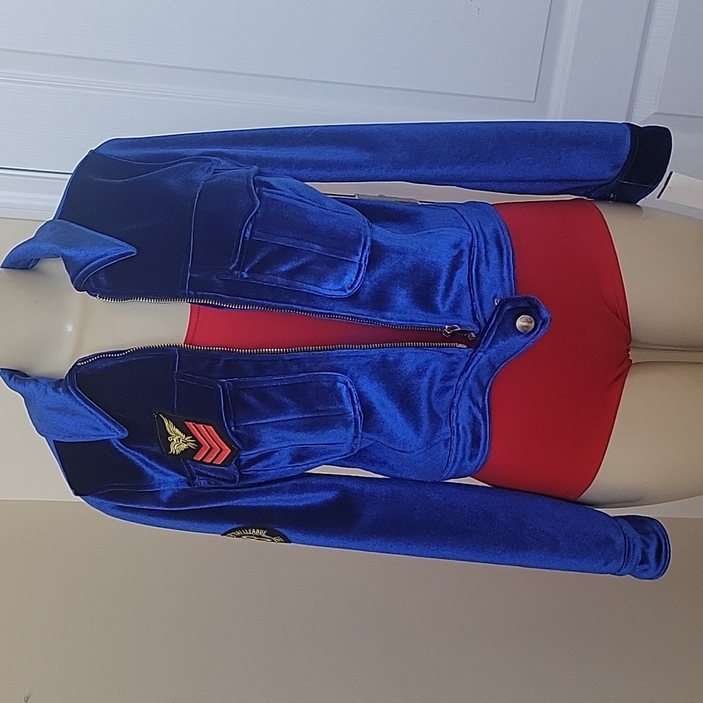 Velvet Blue Crop jacket